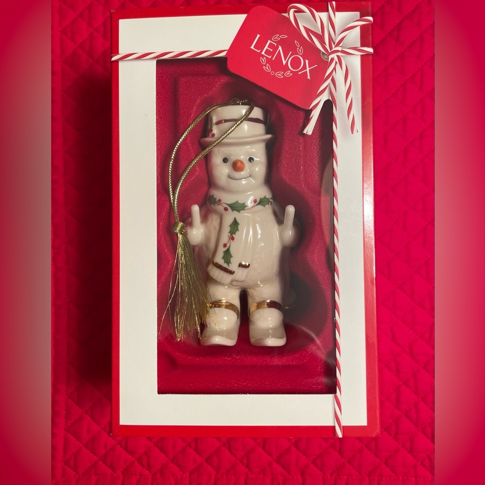 Lenox Happy Holly Days Fresh Powder Snowman Christmas Ornament
